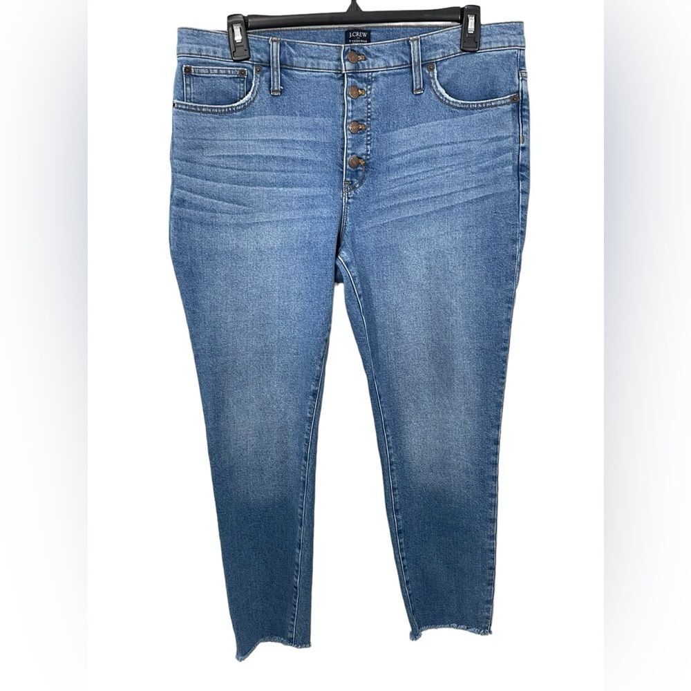 J. Crew 9" High-Rise Skinny Jeans in All Day Stretch Size 33 Button Fly Denim‎